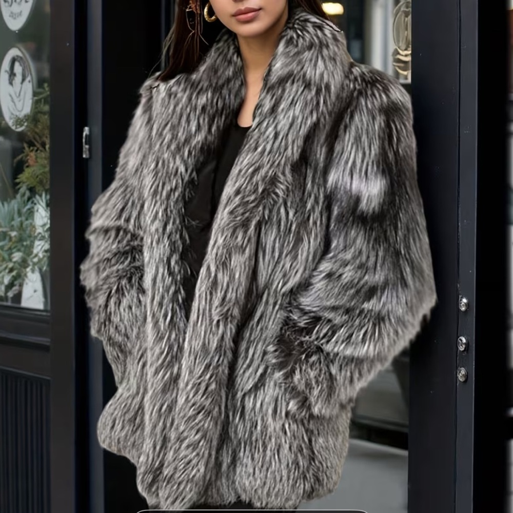 Women's Faux Fur Coat - Gray